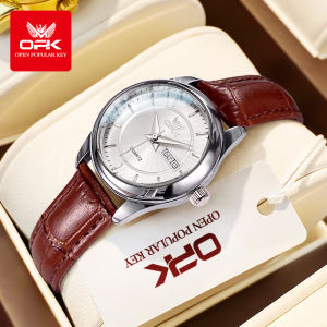 OPK 6022 Womens Watches Elegant Fashion Small Quartz Wristwatch for Ladies Waterproof  Leather Strap Dual Calendar Display