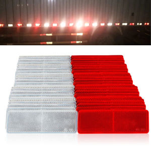 Car Reflective Sticker Truck Motorcycle Adhesive Rectangle Plastic Reflector Red/White Warning Plate Stickers Safety Sign Tape