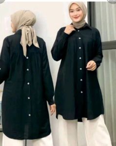 pakaian wanita terbaru atasan tunik zeva kekinian polo linen terbaru  kemeja wanita tunik