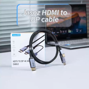 Jasoz 16K DisplayPort Cable 2.1 Aluminum Cable UP to 240HZ Ultra HD with Braided Mesh Support Dynamic HDR HDCP