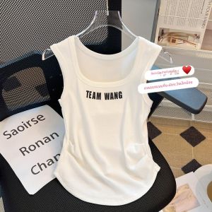 เสื้อกั๊กแขนกุดคอตตอนทรงเข้ารูปสำหรับผู้หญิงในช่วงฤดูร้อน สไตล์อเมริกัน แขนกุด ปิดด้วยซิป ปกปิดหน้าอกด้านข้าง แฟชั่นสำหรับผู้หญิงวัย 25-29 ปี