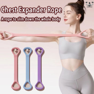 Chest Expander Rope Yoga Pilates Fitness Stretch Elastic Band 8 Shape Fitness Workout Resistance Band Yoga Stretching Belt Arm Back Shoulder Exercise Rubber 弹力带 8字拉力器
