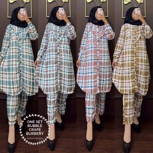 ONE SET BUBBLECRAPE BURBERY/ATASAN MUSLIMAH TERBARU/BUSANA MUSLIMAH TERBARU