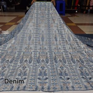 Kain Tille Sabto bordir tebel pakai Payet stone/bahan kebaya mewah dan elegand (harga per setengah meter)