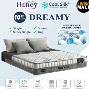 Living Mall Honey Dreamy 10" Mattress Cool Silk Plus 7-Zone Pocket Spring - All Sizes