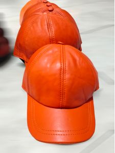 Topi Kulit Asli Pria Dewasa Model Baseball Orange Cerah