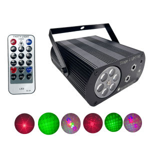 Sound Activated RGB LED Laser Projector Stage Lights Snowflake 16 Patterns Remote Control For Wedding Xmas Holiday Party Decor