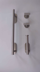 HyPertech 304 Stainless Steel Towel Bar Tissue Holder Hook Metal Pendant Set No Punching Black/Silver/Golden