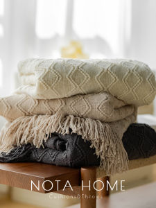 Nordic Simple Knitted Blanket Thin Autumn Office Nap Blanket Single Person Shoulder Shawl Cover Blanket Warm Machine Washable