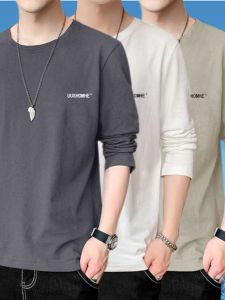 Pure Cotton Long Sleeves T-Shirt Men Summer Thin Breathable Outdoor Sports Work Sun Protection Top Boys Undershirt