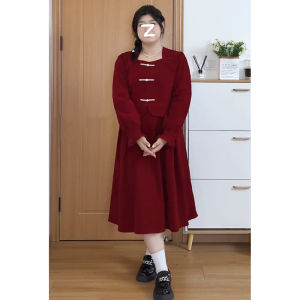 Plus Size Womens Clothing Plus Size Ladies French Style Retro Square Collar Velvet Dress Female Autumn Elegant Slimming Slim Fit Engagement Evening Gown