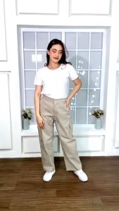 Celana Kulot Kargo dan Rok Kargo Wanita Strech Pinggang Karet Hitam Cream Mocca Army Katun Twill