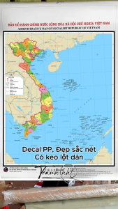 Size 50x75cm - Decal Bản Đồ 34 Tỉnh Việt Nam mẫu 3 (sẵn keo lột dán)