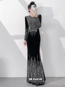 Luxury Long Sleeve Mermaid Winter Evening Dress