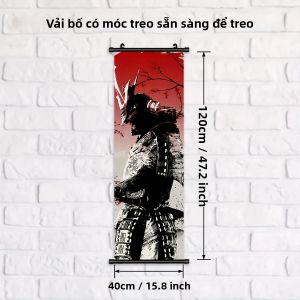 VIKAMA Hoa Anh Đào Đen Samurai Cuộn Thảm Ukiyo-e Chiến Binh Treo Tường Polyester Trang Trí Nhà Cho Lối Vào Phòng Khách Phòng Ngủ