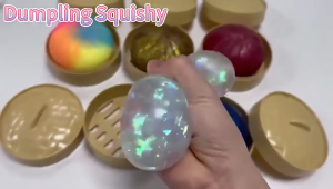 【Buy 1 Take 2】New Glitter Dumpling Squishy Simulation Dumpling Squeezable Toy with Steamer for Stress Relief 8.5cm