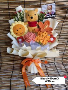 CrochetHandKnittedFlowerBouquet+FREE LED Light+WishCard