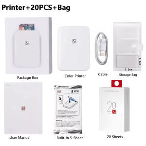 HPRT MT53 Color Photo Printer 2x3 Inch Sticky-Backed Paper Pocket Bluetooth Print Instant Photo Printer Sticky-Backed Paper Bag