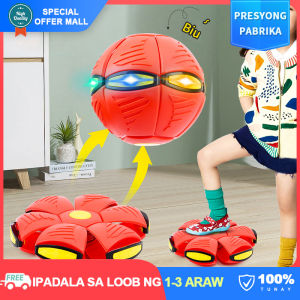 【Attractive】Magic Flying UFO Balls Flat Throw Become Ball with LED Light Kids Outdoor Garden Beach Sports Balls Children Deformation Ball Toys