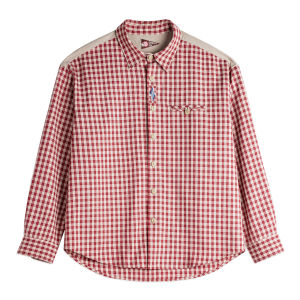 MADEN | Áo Dài Tay In Carô Đỏ Vintage Thêu Navajo Thu