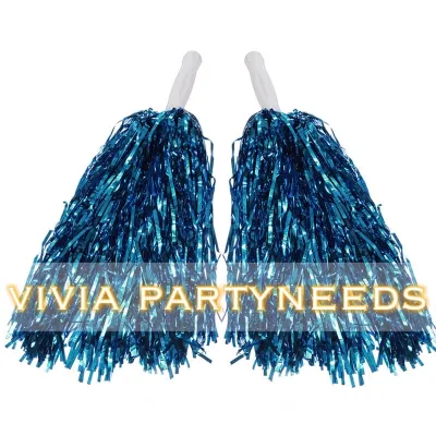 2pcs/set Handle Metallic Cheerleading Dancing Pompoms Streamer Ball Cheering Club Sport Supply