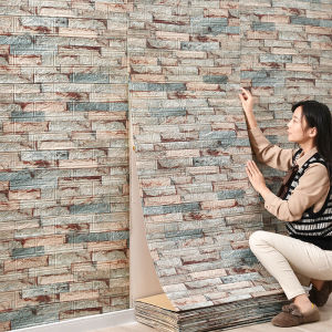Self-Adhesive Wall Stickers Living Room Bedroom TV Backdrop Wall Wallpaper Waterproof Oil-Proof Wallpaper Blank Wall Vintage Brick Grain Wallpaper