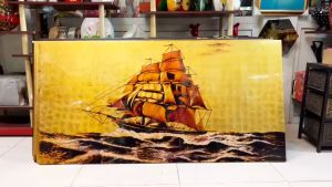 { Siêu sale cuối năm }Tranh sơn mài Thanh Bình Lê- THUẬN BUỒM XUÔI GIÓ size 80x160 cm / DÁT VÀNG - THỦ CÔNG - SANG TRỌNG