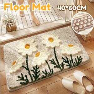 Anti-slip Bathroom Mat Absorbent Carpet Floor Mat Soft Durable Flower Pattern Door Mat Thickened Quick-drying