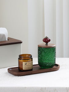 Hộp Đựng Tăm Gỗ Nguyên Khối Đế Đĩa Đựng Hương Thơm Gỗ Hickory Đựng Nước Hoa Trang Trí Cổ Điển Cho Không Gian Phòng Ngủ