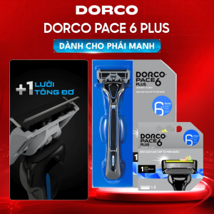 DORCO PACE 6 PLUS - Combo Dao Cạo Râu Hàn Quốc 6 Lưỡi - Gồm 1 Cán và 5 Đầu Cạo