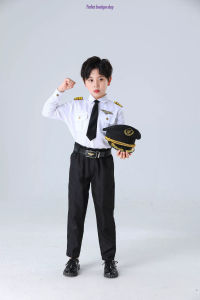 6pcs Pilot Professional Captain Costumes Kids Uniforms School Party Role Play Performance Costumes
