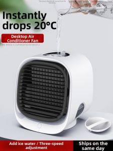 Desktop Mini Air Conditioner Cooling Fan Office Dormitory Small Cold Blower Home Use 1307 Rechargeable USB Mini Water Cooled Air Summer Cooling Portable Humidifier AA