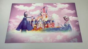 Tranh dán tường công chúa Elsa và tòa lâu đài Disney phòng bé gái VTC 1571321 in PP kim sa nhiều kích thước