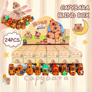 Bottom 24-piece Capybara Blind Box Set Kapibara Keychain Cute Christmas Gift Kids Toy Girl Kapibara (Kapibara Blind Box Figurines - Complete Set)