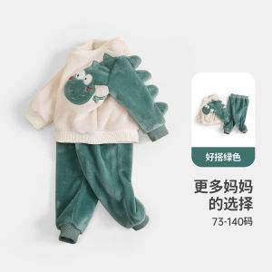 ชุดนอนขนแกะลาย Khủngกระดานหนา อบอุ่นสำหรับเด็กชาย ชุดนอนฤดูใบไม้ร่วง/ฤดูหนาว ผ้าฝ้ายโพลีเอสเตอร์ 100% สำหรับเด็กอายุ 1-6 ปี