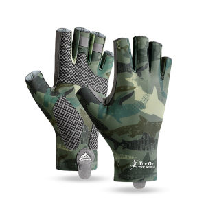 NOFOXO Summer Ice Silk Fingerless High Elastic Gloves Breathable Professional Fishing Cycling Gloves Sweat-Absorben Non-slip Men