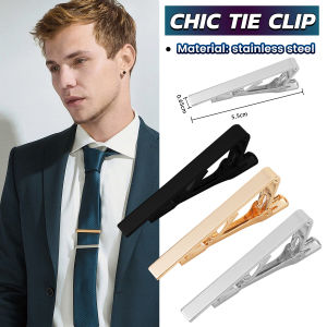 BIBLIO Stainless Steel Chic Necktie Tie Bar Clasp Clip Formal Occasion Tie Accessories Silver Gold Black