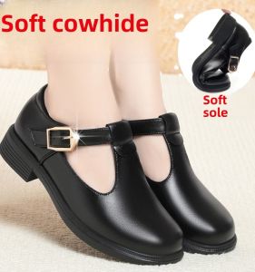 Spring Autumn New Style Genuine Leather Womens Shoes Buckle Dance Shoes Soft Bottom Anti-slip Large Size Ladies Leather Shoes