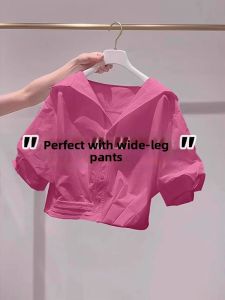 Design Fashionable Small Niche Turn-Down Collar Puff Sleeve Shirt