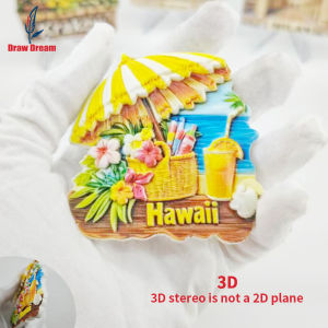 1Pc Hawaiian Creative 3D Embossed Refrigerator Magnet World Travel Souvenir Collection Suitable for Home and Office Decoration Personalized Exclusive Travel Souvenir Magnetic Refrigerator Magnet Home Decoration Kitchen Room Office Cabinet Crafts...
