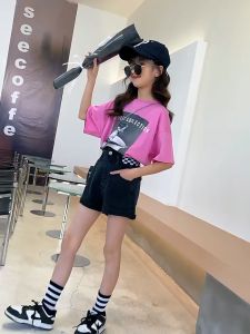 💖Ready stock💖 Kids Girls Black Denim Short Jeans (H45) 女童高腰短裤