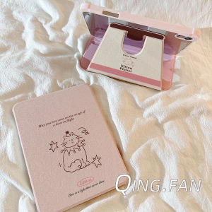 การ์ตูน เคส iPad pro 13 ลายแมวสีชมพู พร้อมขาตั้งหมุนได้ 360 องศา ใช้ได้กับ iPad Air 11 นิ้ว และรุ่นใหม่ 102 นิ้ว พร้อมช่องใส่ปากกา