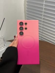 Magsafe Magnetic Gradient Silicone Soft Anti-fall Phone Case For Samsung Galaxy A56 A55 A54 A36 A35 A34 A24 A17 A16 A15 A14 A07 A06 A05S 5G + S25 S24 FE S23 S22 S21 Note 20 Ultra Wireless Charging Phone Cover Shell With Glass Lens Films Protector