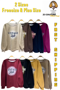 JJ COUTURE VINTAGE STYLE SWEATSHIRT WOMEN LONG SLEEVE FREESIZE & PLUS SIZE