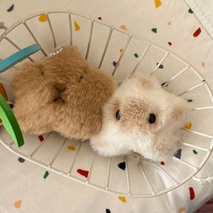 Biblio【Ready in Stock】 Capybara Plush Doll Star Squeak Toy Cartoon Star Keychain Pendant Soft Siamese Cat Stuffed Doll 1Pc