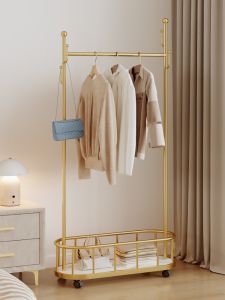 Portable Multi-Functional Room Stand Coat Rack Bedroom Home Use Clothes Drying Rack Integrated Storage Rack Iron Material