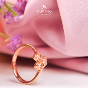 Xuping Cincin Dewasa Daily Lapis Emas Mata 3 Love Anti Luntur 0121250332