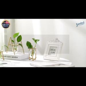 Glass Metal Flower Succulent Plant Table Vase Pot Iron Stand Rack - Living Room House Decor - Pasu Bunga Hiasan Besi 盆栽三角架 - Guaranteed No Lost Parcel