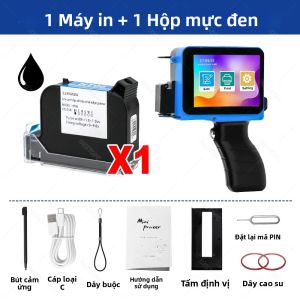 Máy In Phun Mini Cầm Tay Dùng Cho Nhựa Gỗ Vải - Máy In Mã Số Lô Logo Ngày Sản Xuất Chiều Cao In 2-12.7mm