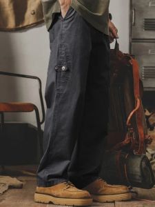 Summer Straight-leg Casual Pants Men Loose American Fashion Brand Heavy Weight Pure Cotton Thin Stain-Resistant Wear-Resistant Overalls Long Pants